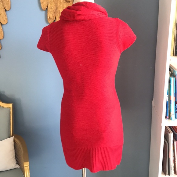 Set of 2 knit sweater bodycon mini dresses red & black short sleeves pull over S - Picture 3 of 16